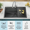 33&rdquo; Drop-In Top Mount&nbsp;16 Gauge Workstation Kitchen Sink Single Bowl&nbsp;with WorkFlow&trade; Ledge and Accessories